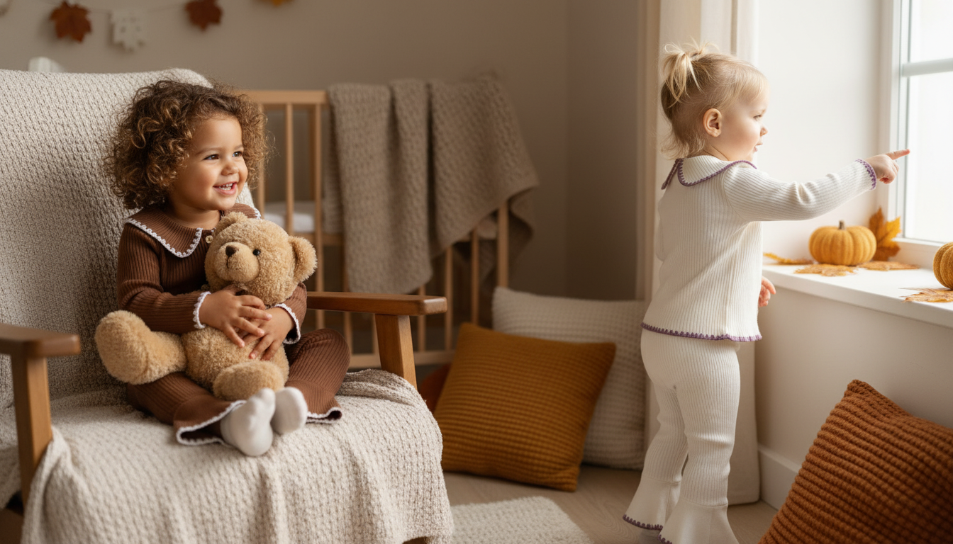 Cute Fall Set for Toddler Girls: Contrast Trim & Flares