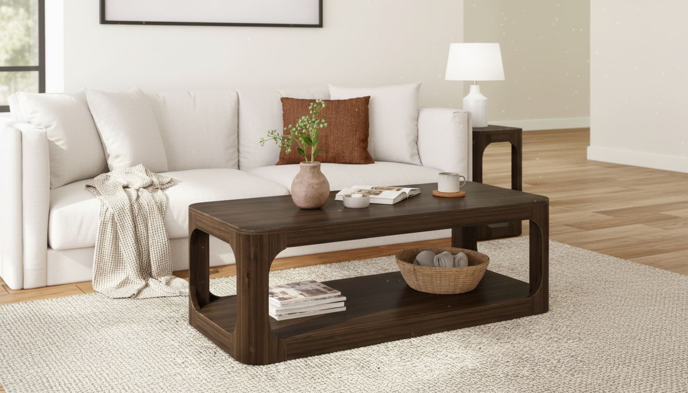 54-Inch Modern Coffee Table With Shelf Storage Made Easy
