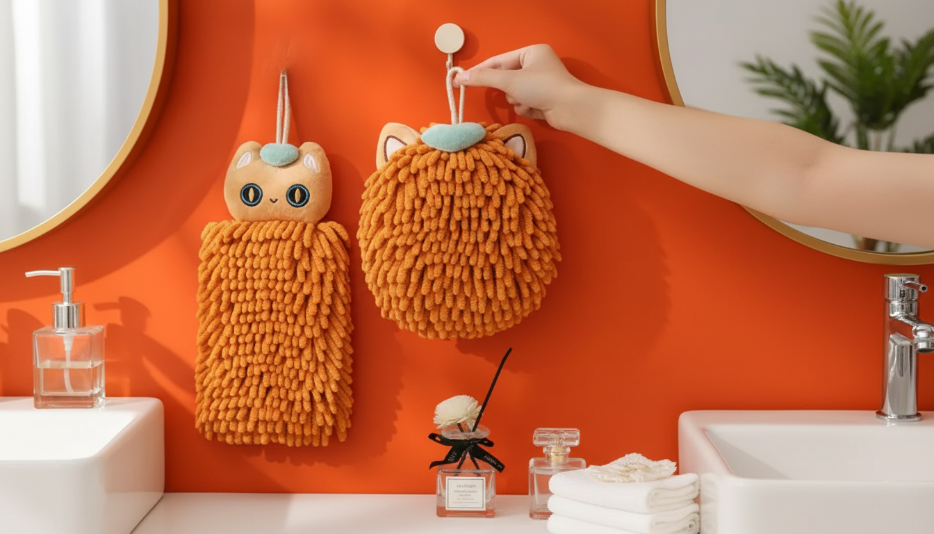 Quick-Dry Chenille Towel Ball: Hangable Sink Hand Towel